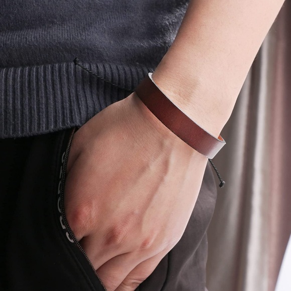 Scripture Inspirational Leather Adjustable Bracelet for Men - Picture 4 of 8